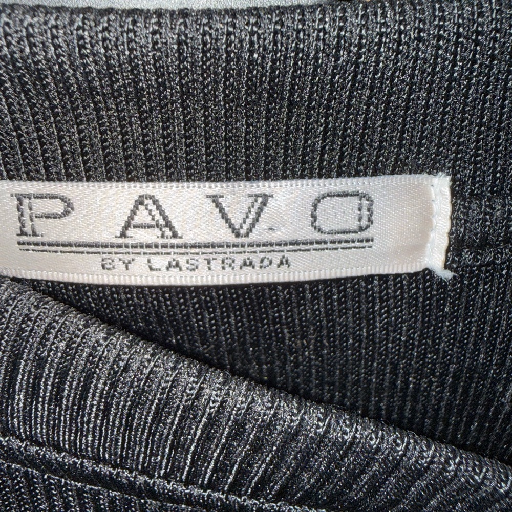 PAVO by Lastrada | Men's Black Ribbed Textured Knit Tee - L (16/18) - Picture 5 of 11
